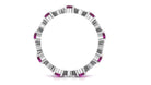 Natural Rhodolite and Diamond Eternity Band Ring Rhodolite - ( AAA ) - Quality - Rosec Jewels