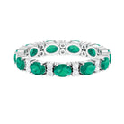 Oval Cut Green Emerald Eternity Band Ring with Diamond Emerald - ( AAA ) - Quality - Rosec Jewels