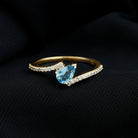 1/4 Carat Pear Aquamarine Bypass Promise Ring with Diamond Aquamarine - ( AAA ) - Quality - Rosec Jewels