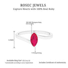 Marquise Cut Ruby Solitaire Ring in Bypass Shank Ruby - ( AAA ) - Quality - Rosec Jewels