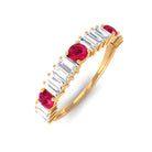 Ruby and Diamond Contemporary Half Eternity Ring Ruby - ( AAA ) - Quality - Rosec Jewels