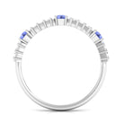 Classic Tanzanite and Diamond Half Eternity Band Ring Tanzanite - ( AAA ) - Quality - Rosec Jewels