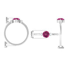 Simple Round Pink Tourmaline and Diamond Promise Ring Pink Tourmaline - ( AAA ) - Quality - Rosec Jewels