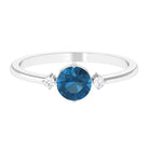 Minimal Round London Blue Topaz and Diamond Promise Ring London Blue Topaz - ( AAA ) - Quality - Rosec Jewels