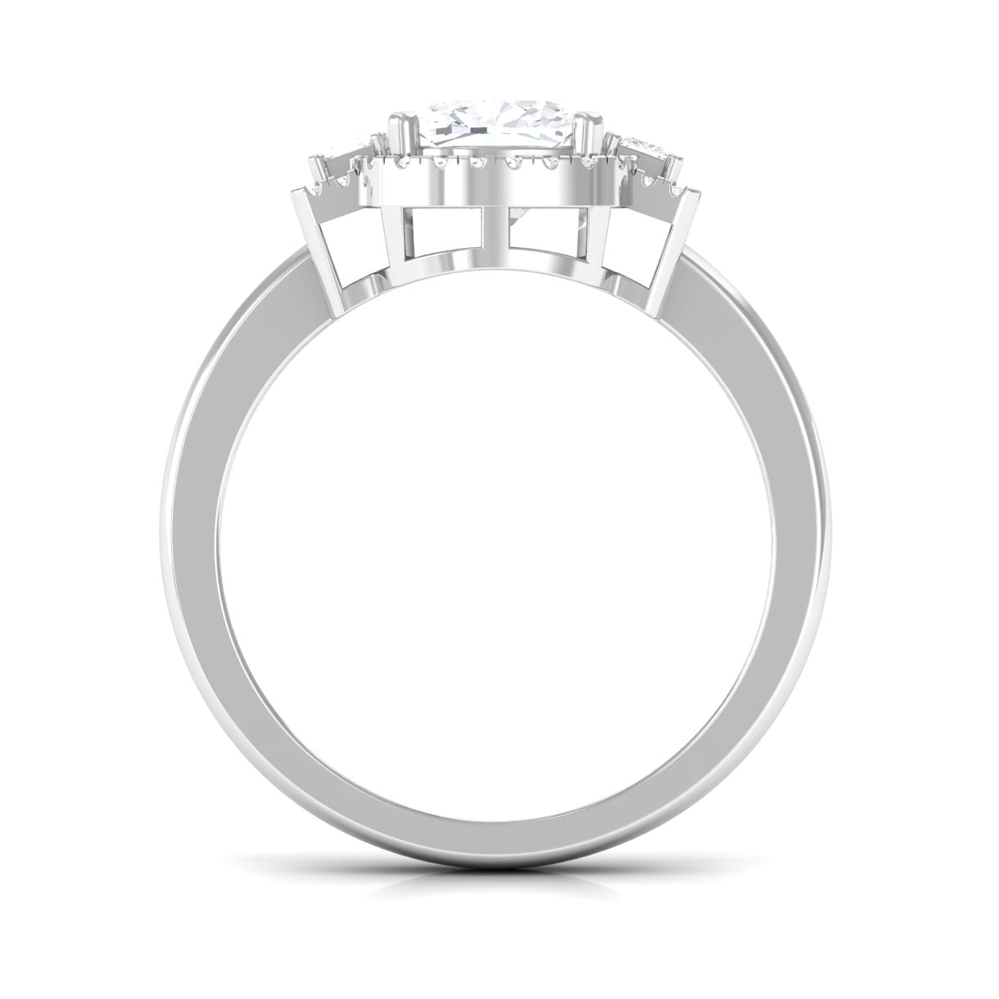 Cushion Cut Certified Moissanite Cocktail Engagement Ring in Gold Moissanite - ( D-VS1 ) - Color and Clarity - Rosec Jewels