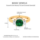 Cushion Cut Lab Grown Emerald Cocktail Engagement Ring with Diamond Lab Created Emerald - ( AAAA ) - Quality - Rosec Jewels