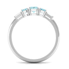 Oval Cut Aquamarine Three Stone Ring with Diamond Aquamarine - ( AAA ) - Quality - Rosec Jewels