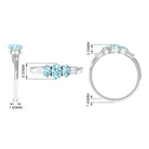 Oval Cut Aquamarine Three Stone Ring with Diamond Aquamarine - ( AAA ) - Quality - Rosec Jewels