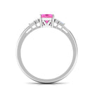 Natural Oval Cut Pink Sapphire Engagement Ring with Diamond Pink Sapphire - ( AAA ) - Quality - Rosec Jewels