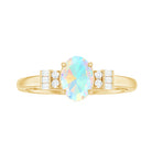 1 CT Oval Cut Ethiopian Opal and Diamond Classic Ring Ethiopian Opal - ( AAA ) - Quality - Rosec Jewels