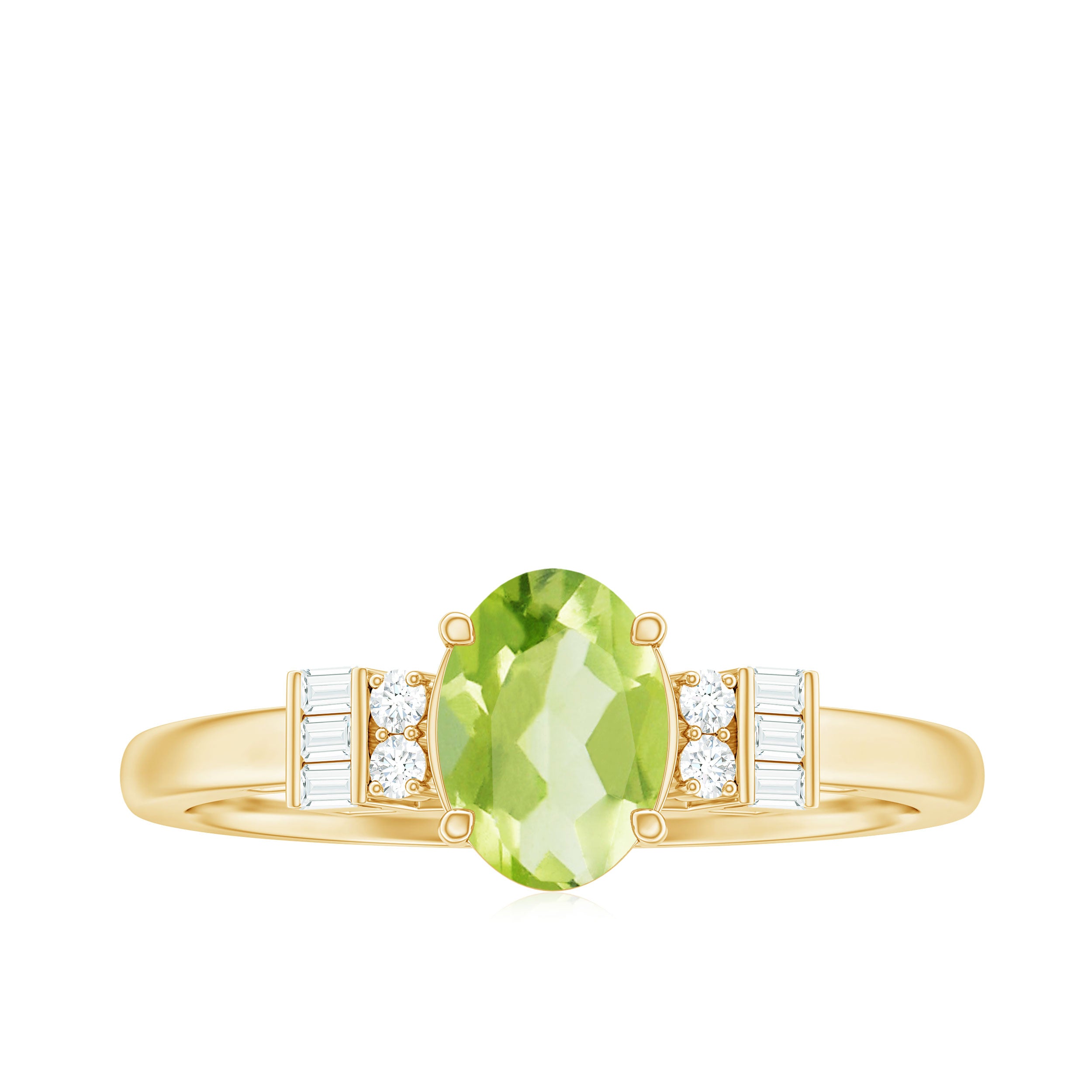 3/4 CT Natural Oval Cut Peridot Classic Engagement Ring with Diamond Peridot - ( AAA ) - Quality - Rosec Jewels