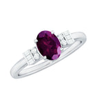 1.25 CT Oval Rhodolite Classic Engagement Ring with Diamond Accent Rhodolite - ( AAA ) - Quality - Rosec Jewels