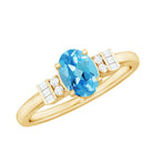 Oval Cut Aquamarine Classic Engagement Ring with Diamond Aquamarine - ( AAA ) - Quality - Rosec Jewels