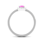 Minimal Pink Sapphire Engagement Ring with Diamond Accent Pink Sapphire - ( AAA ) - Quality - Rosec Jewels