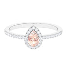 Real Morganite Classic Engagement Ring With Diamond Halo Morganite - ( AAA ) - Quality - Rosec Jewels