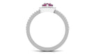 Natural Rhodolite Teardrop Halo Ring with Diamond Rhodolite - ( AAA ) - Quality - Rosec Jewels