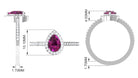 Natural Rhodolite Teardrop Halo Ring with Diamond Rhodolite - ( AAA ) - Quality - Rosec Jewels