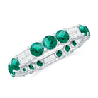 Lab Grown Emerald and Diamond Designer Full Eternity Ring Lab Created Emerald - ( AAAA ) - Quality - Rosec Jewels