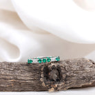 Lab Grown Emerald and Diamond Designer Full Eternity Ring Lab Created Emerald - ( AAAA ) - Quality - Rosec Jewels