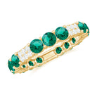 Lab Grown Emerald and Diamond Designer Full Eternity Ring Lab Created Emerald - ( AAAA ) - Quality - Rosec Jewels