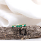 Lab Grown Emerald and Diamond Designer Full Eternity Ring Lab Created Emerald - ( AAAA ) - Quality - Rosec Jewels