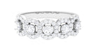 Classic Diamond Halo Half Eternity Ring Diamond - ( HI-SI ) - Color and Clarity - Rosec Jewels