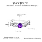 Antique Style Amethyst and Diamond Engagement Ring with Beaded Detailing Amethyst - ( AAA ) - Quality - Rosec Jewels