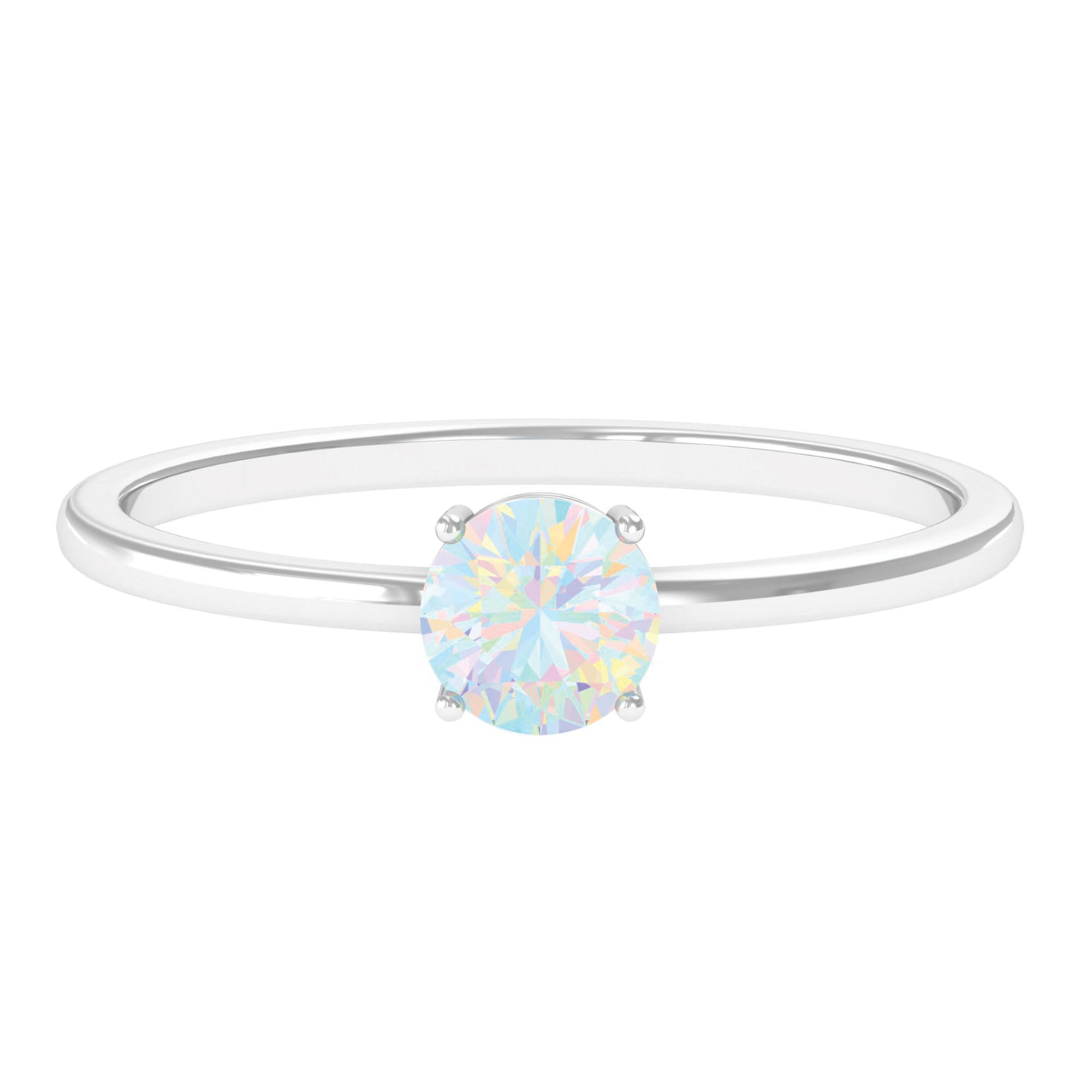 1/2 CT Round Ethiopian Opal Solitaire Promise Ring Ethiopian Opal - ( AAA ) - Quality - Rosec Jewels