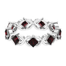 Princess Cut Garnet Criss Cross Eternity Band Ring Garnet - ( AAA ) - Quality - Rosec Jewels