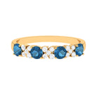 Elegant London Blue Topaz and Diamond Half Eternity Band Ring London Blue Topaz - ( AAA ) - Quality - Rosec Jewels