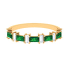 Baguette Cut Created Emerald and Diamond Half Eternity Ring Lab Created Emerald - ( AAAA ) - Quality - Rosec Jewels