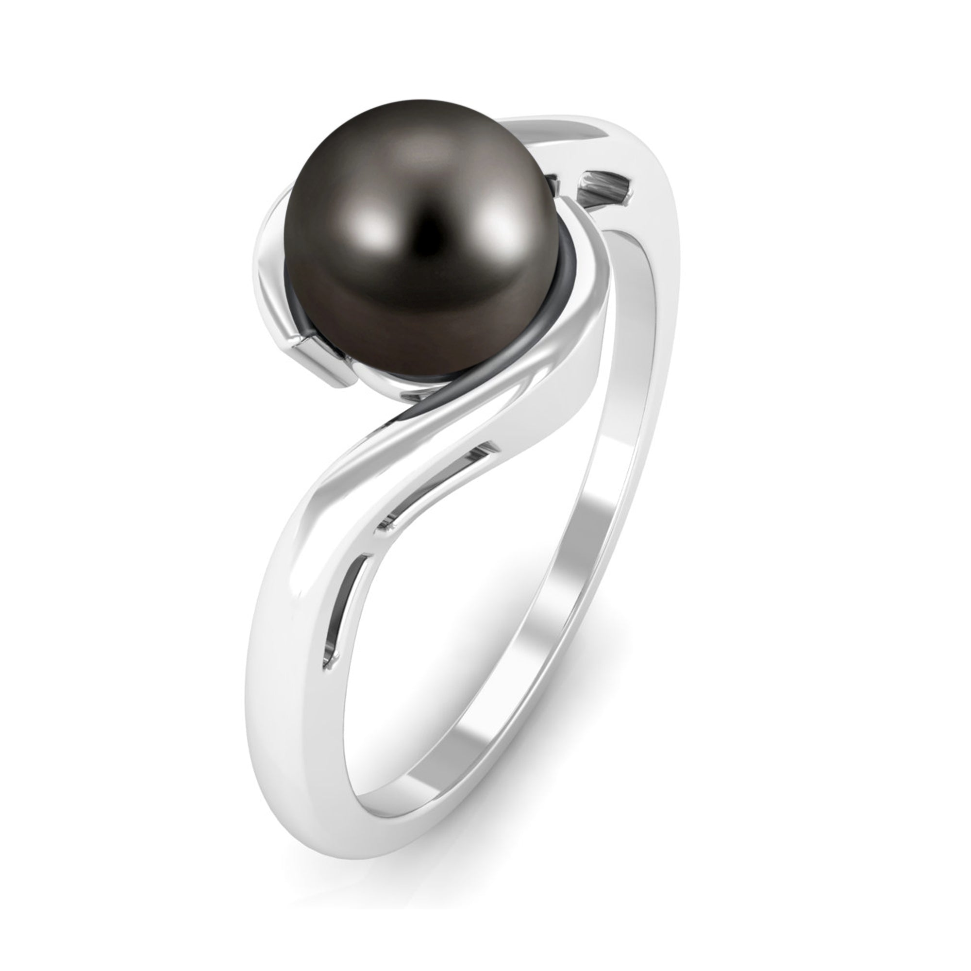 2.50 CT Certified Tahitian Pearl Solitaire Bypass Ring in Gold Tahitian pearl - ( AAA ) - Quality - Rosec Jewels