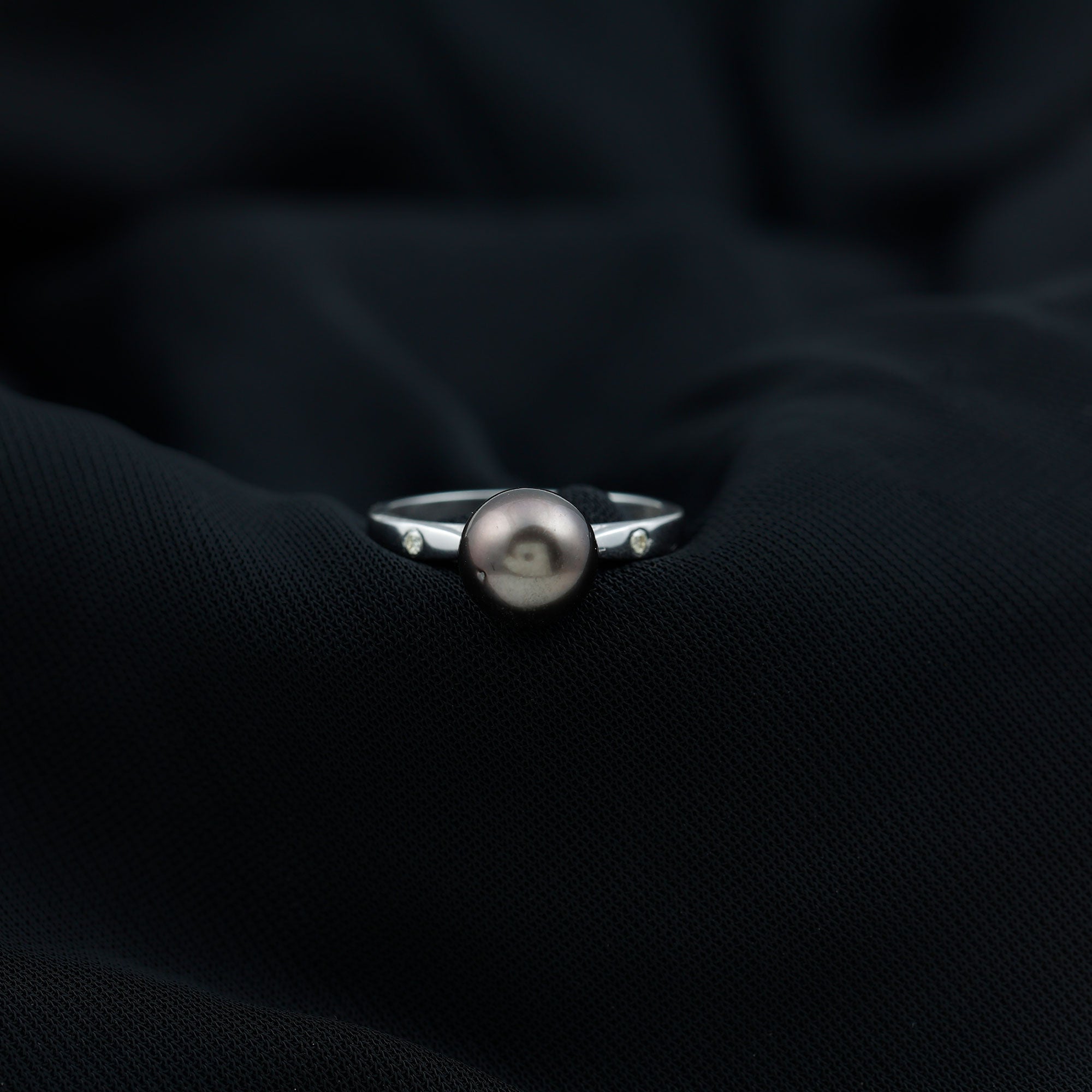 2.50 CT Solitaire Black Tahitian Pearl Engagement Ring with Moissanite Tahitian pearl - ( AAA ) - Quality - Rosec Jewels