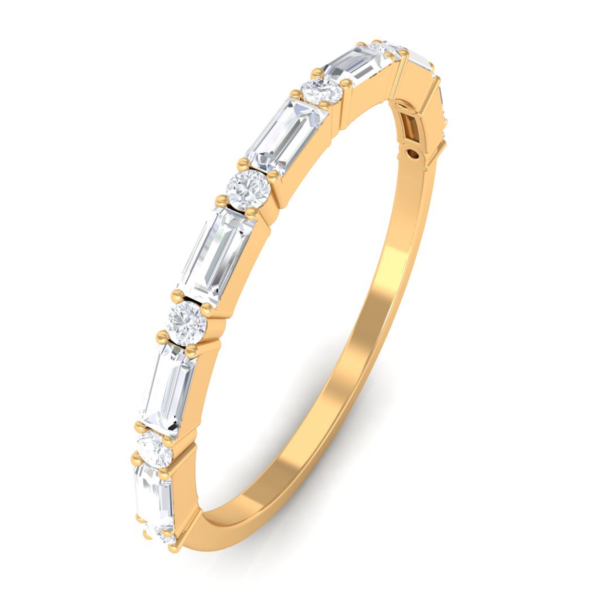 Minimal Simulated Diamond Stackable Wedding Band Zircon - ( AAAA ) - Quality - Rosec Jewels