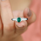 1 CT Octagon shape Emerald and Diamond Three Stone Promise Ring Emerald - ( AAA ) - Quality - Rosec Jewels