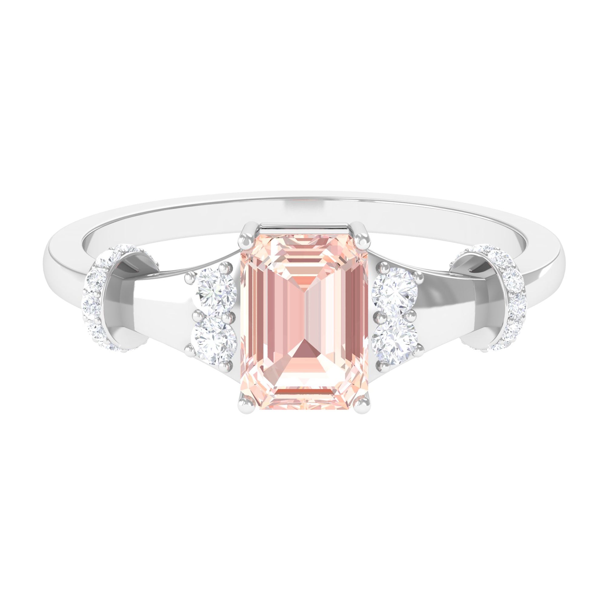 1.25 Ct Designer Morganite and Diamond Engagement Ring Morganite - ( AAA ) - Quality - Rosec Jewels