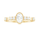 Oval Moissanite Solitaire Engagement Ring in Beaded Bezel Setting Moissanite - ( D-VS1 ) - Color and Clarity - Rosec Jewels