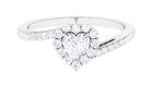 Heart Shape Cubic Zirconia Bypass Promise Ring Zircon - ( AAAA ) - Quality - Rosec Jewels