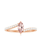 1/2 Carat Bypass Engagement Ring with Morganite and Diamond Morganite - ( AAA ) - Quality - Rosec Jewels