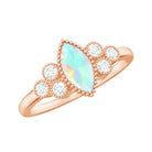 3/4 CT Real Ethiopian Opal Solitaire Ring with Diamond Trio Ethiopian Opal - ( AAA ) - Quality - Rosec Jewels