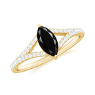 1 CT Split Shank Marquise Cut Black Spinel and Diamond Ring Black Spinel - ( AAA ) - Quality - Rosec Jewels