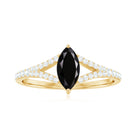 1 CT Split Shank Marquise Cut Black Spinel and Diamond Ring Black Spinel - ( AAA ) - Quality - Rosec Jewels