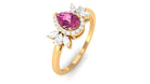 Pink Tourmaline Engagement Ring with Diamond Halo Pink Tourmaline - ( AAA ) - Quality - Rosec Jewels