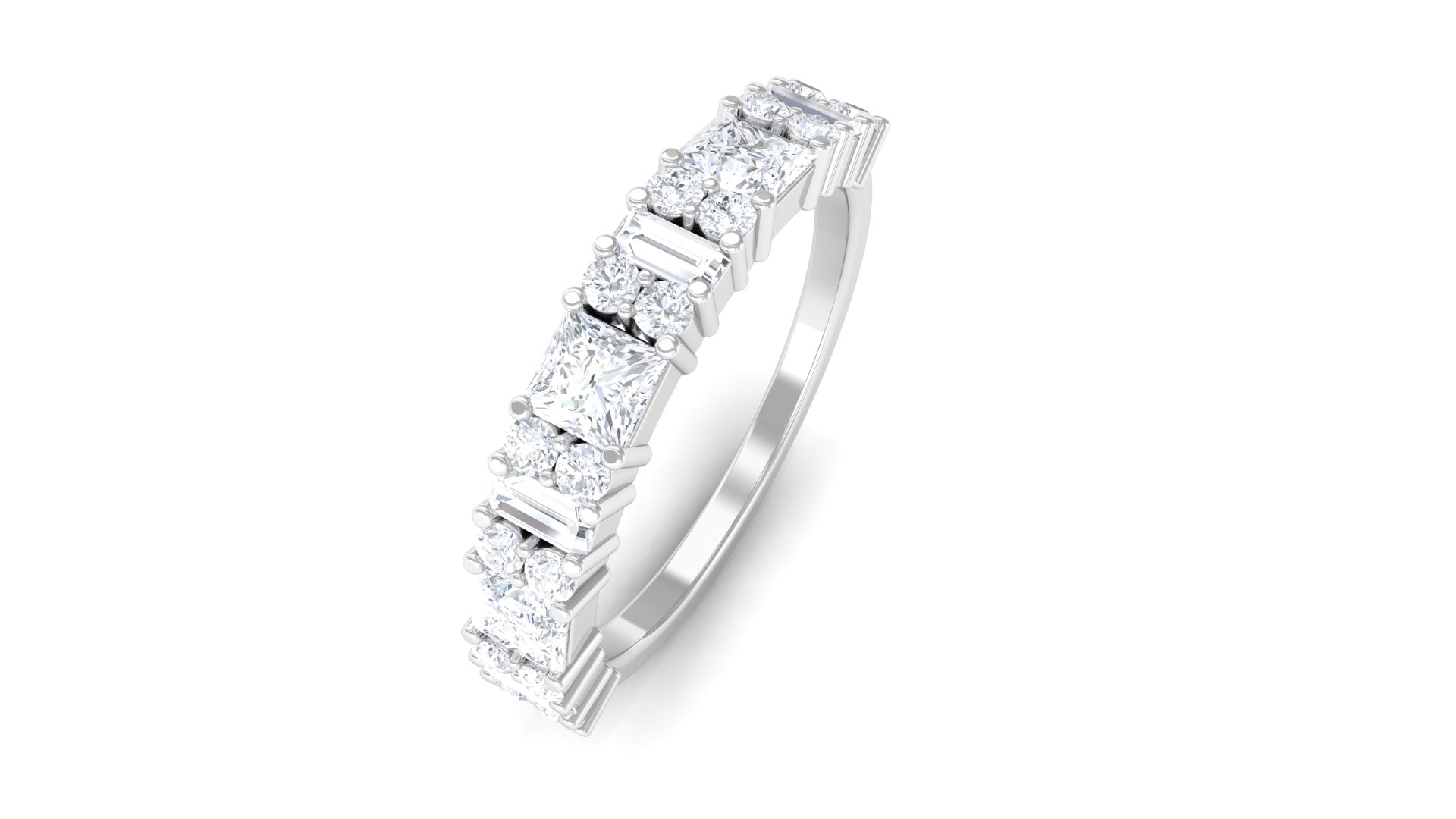 Designer Zircon Half Eternity Band Ring Zircon - ( AAAA ) - Quality - Rosec Jewels