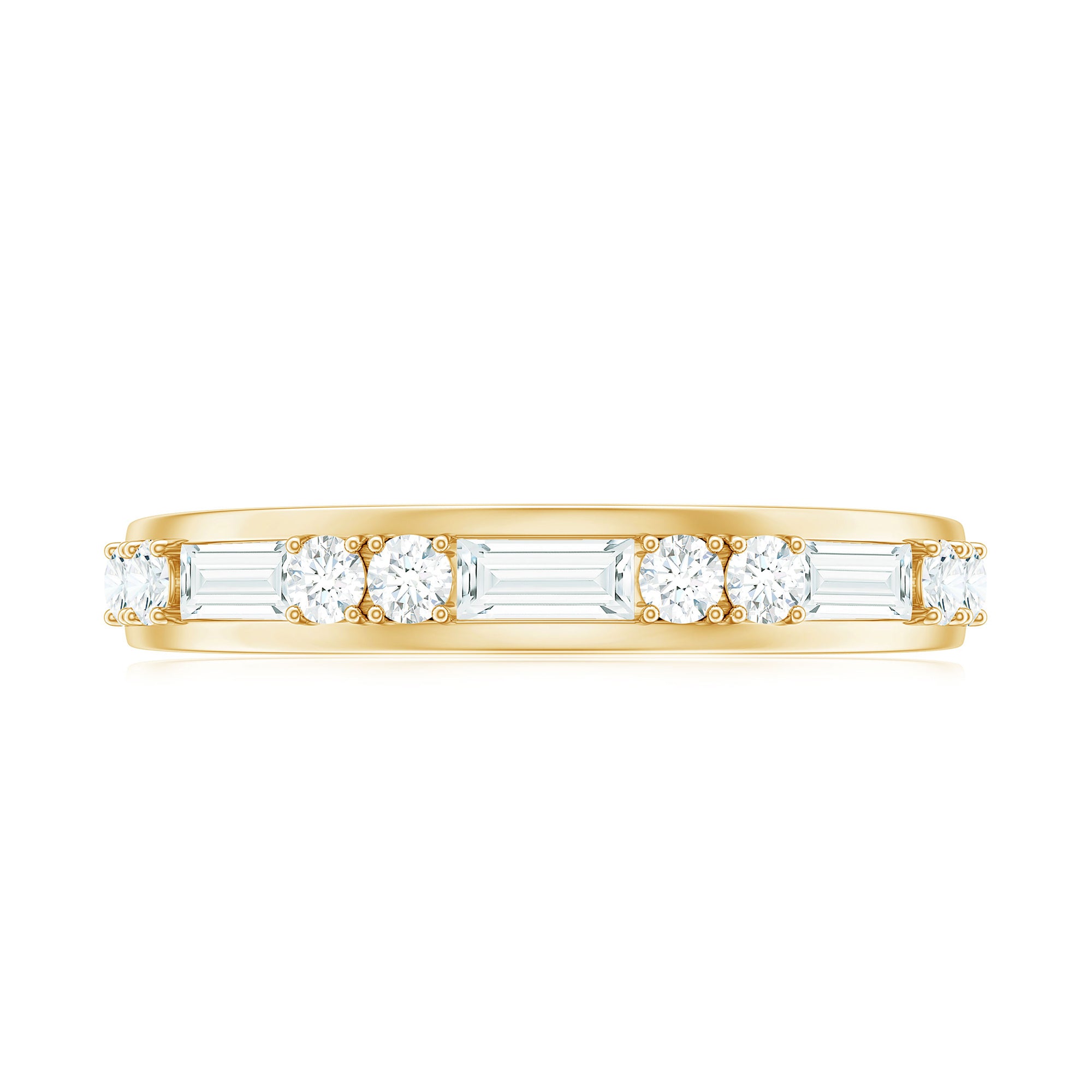 1 CT Minimal Simulated Diamond Half Eternity Band Ring in Gold Zircon - ( AAAA ) - Quality - Rosec Jewels