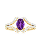 Designer Amethyst Engagement Ring with Diamond Amethyst - ( AAA ) - Quality - Rosec Jewels