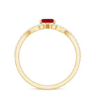 Oval Ruby Minimal Split Shank Ring with Diamond Ruby - ( AAA ) - Quality - Rosec Jewels