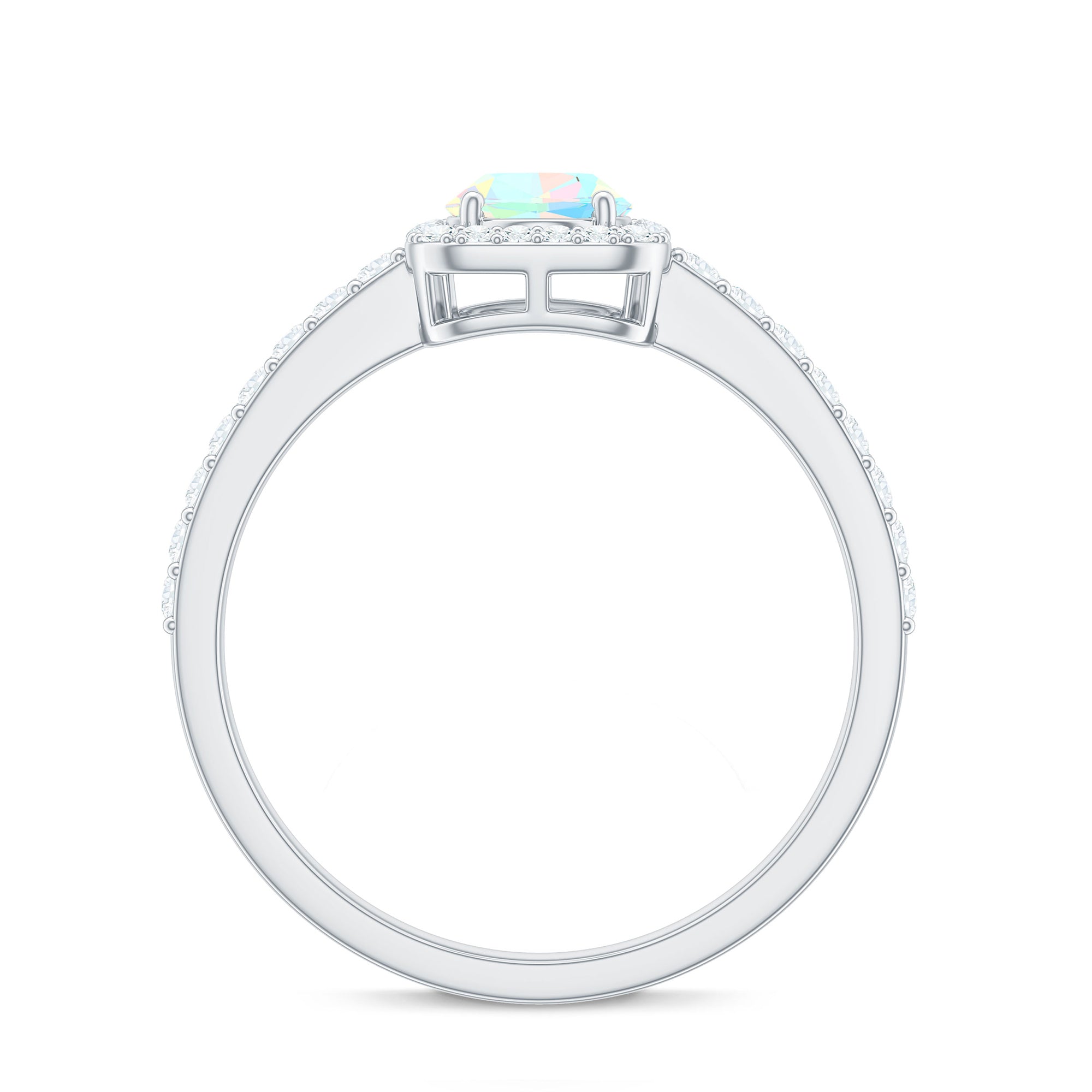 1.50 CT Oval Cut Ethiopian Opal Ring with Diamond Halo Ethiopian Opal - ( AAA ) - Quality - Rosec Jewels