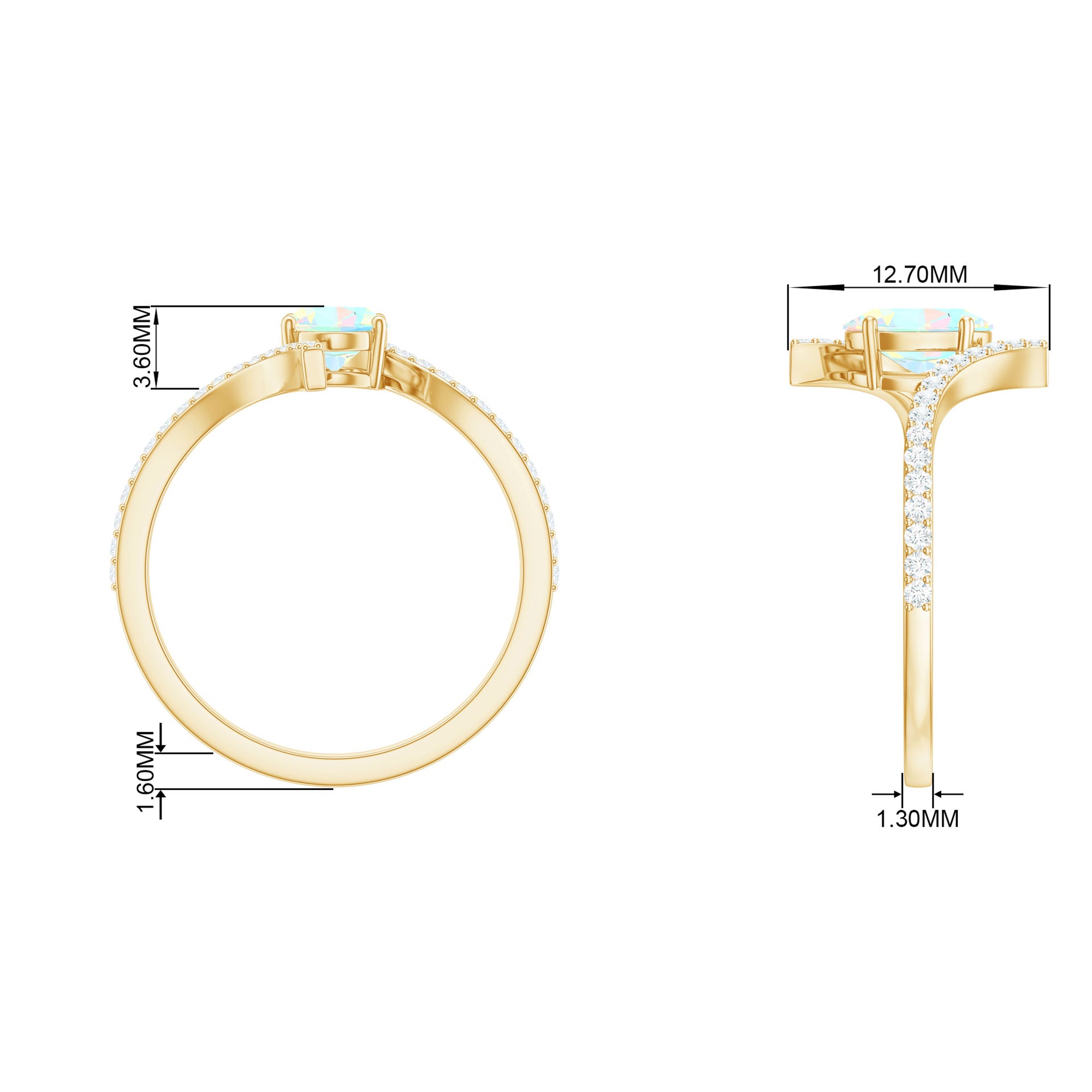 1.25 CT Oval Ethiopian Opal Solitaire Bypass Ring with Diamond Ethiopian Opal - ( AAA ) - Quality - Rosec Jewels