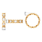 Princess Cut Zircon Gold Crossover Eternity Band Ring Zircon - ( AAAA ) - Quality - Rosec Jewels